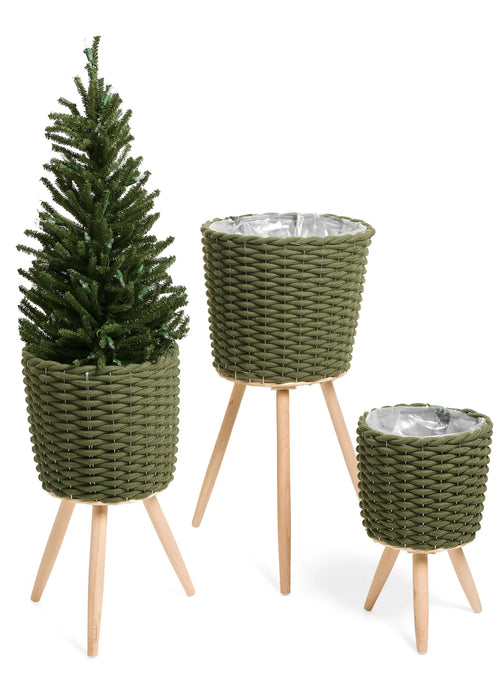 Green Cotton Rope Planters w/Legs