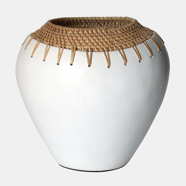 Terracotta Vase - White / Brown