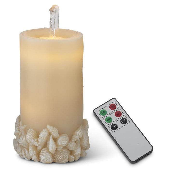 Tan Seashell Embossed LED Water Candle