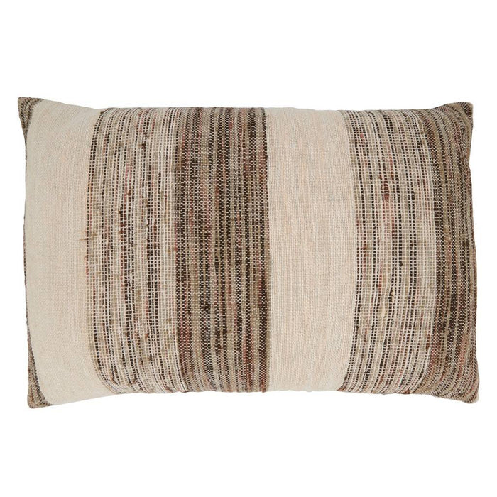 Banded Cotton Throw Pillow With Down Filling