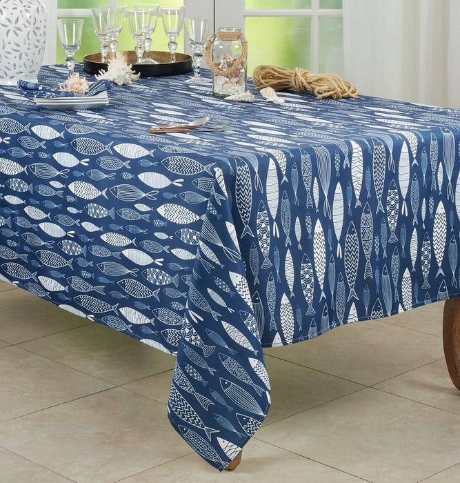 Fish Tablecloth - Navy Blue