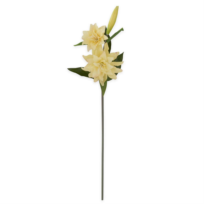 28" Yellow Real Touch 2 Blooms & 1 Bud Lily Stem