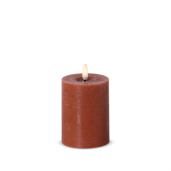 Rust LED Small Pillar Candle w/Timer