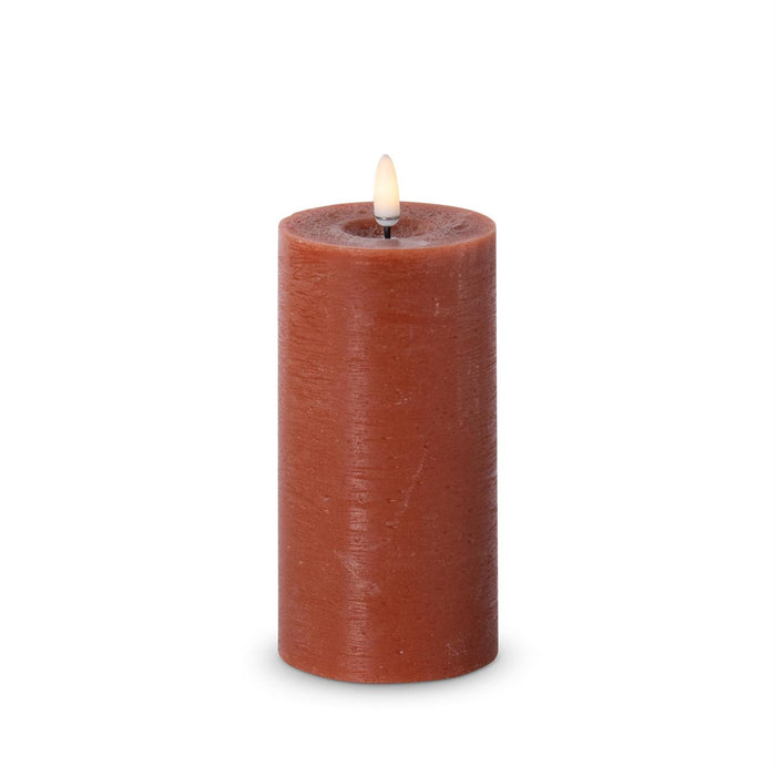 Rust LED Large Pillar Candle w/Timer