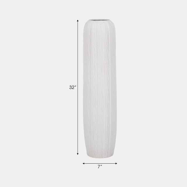 Rough Cylinder Floor White Vase