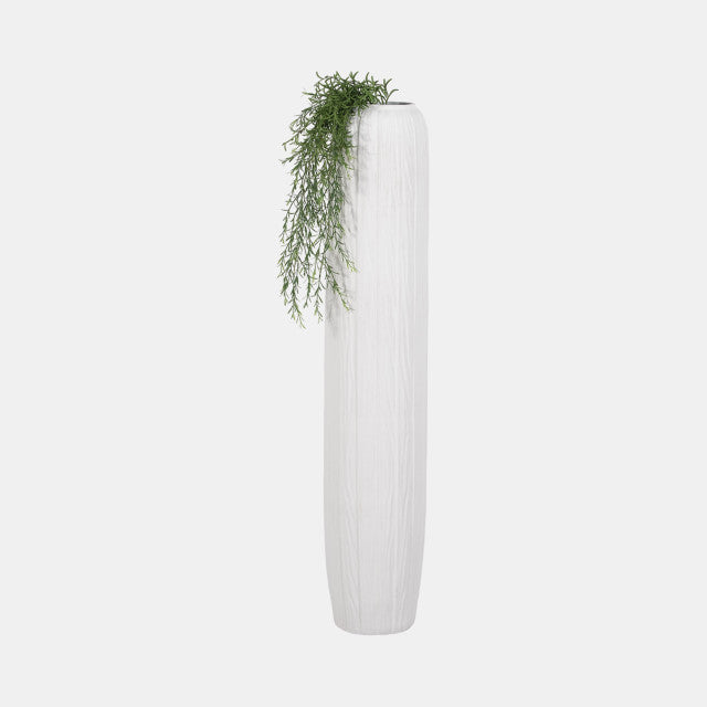 Rough Cylinder Floor White Vase