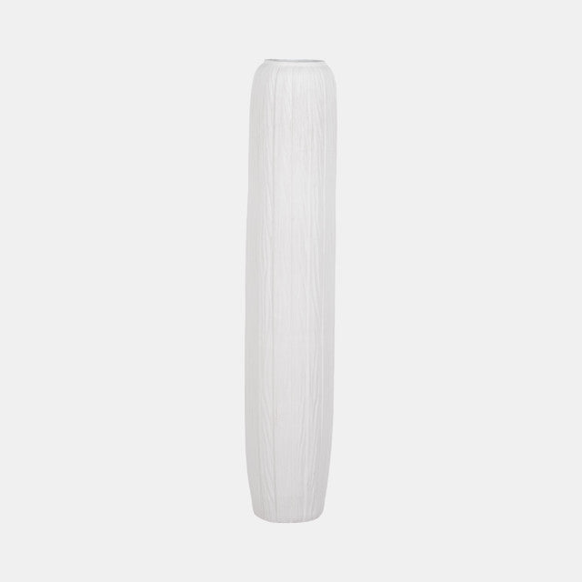Rough Cylinder Floor White Vase