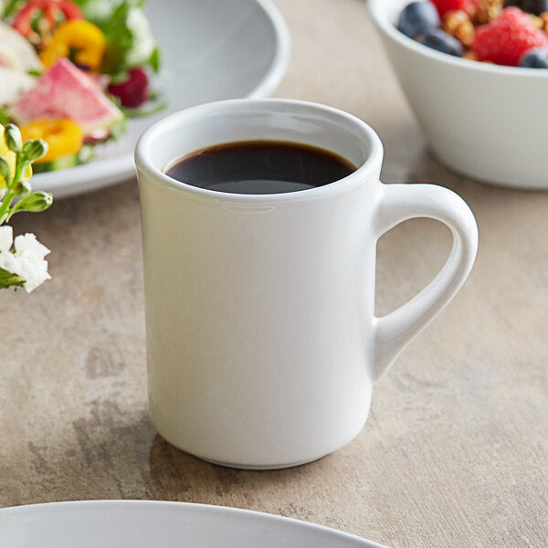 Acopa Bright White Rolled Edge Stoneware Mug