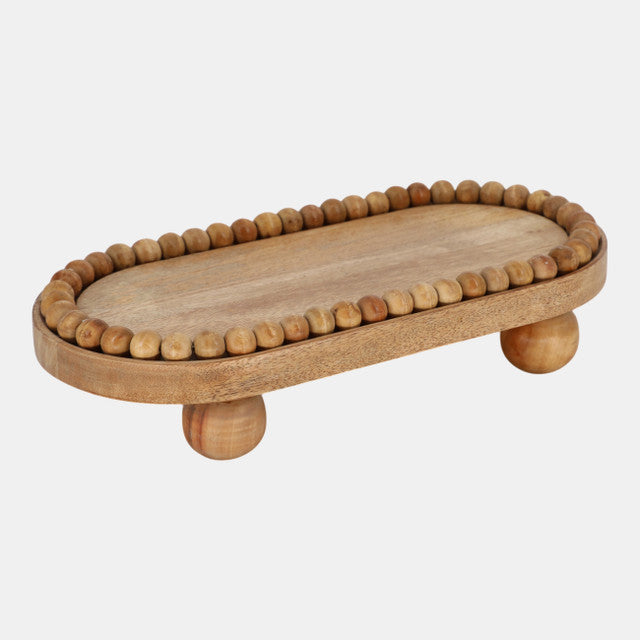 16" Beaded Oval Tray with Feet
