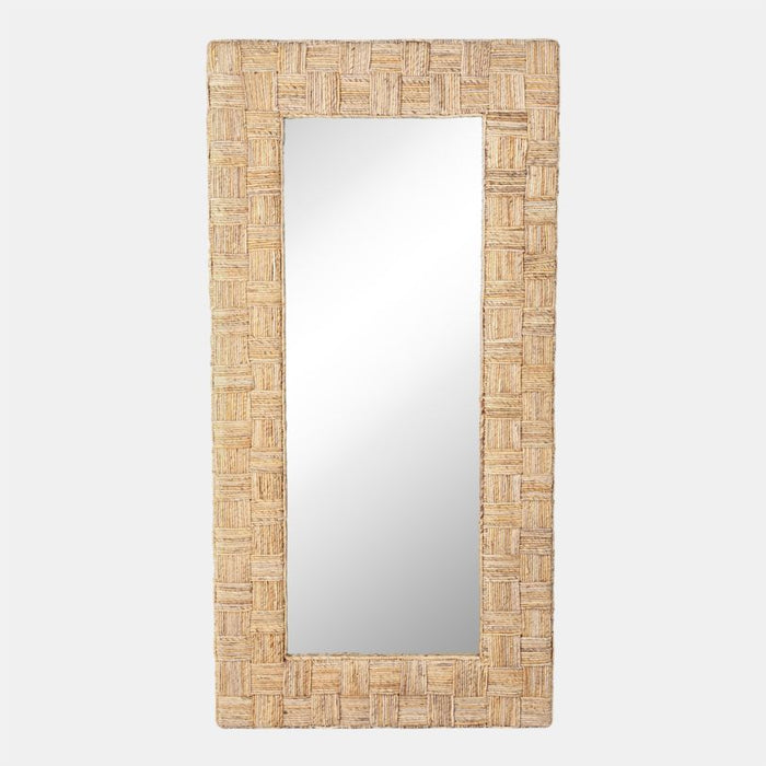 Woven Abaca Leaner Floor Mirror