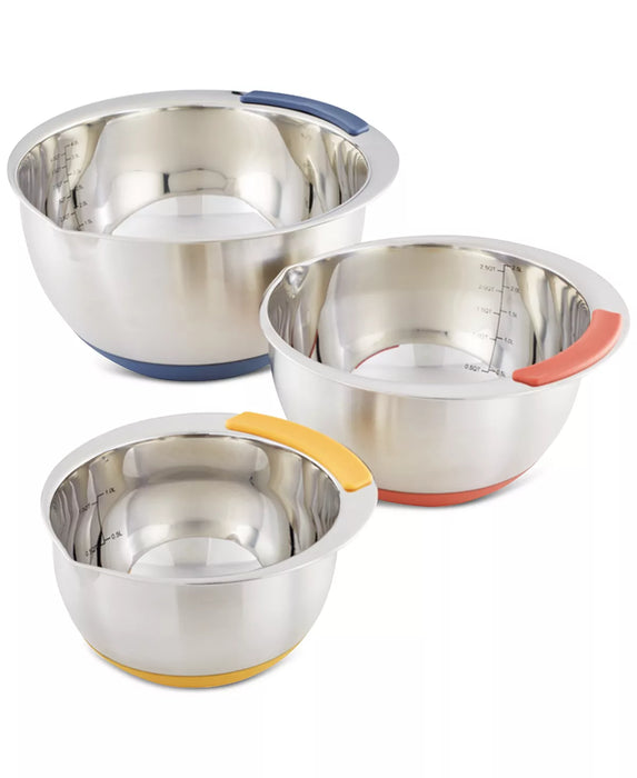 Pantryware 3-Piece Stainless Steel Nesting Mixing Bowls Set