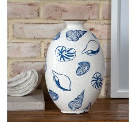 Blue & White Seashell Vase