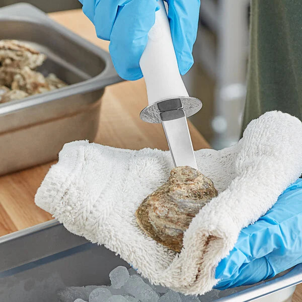 Choice Oyster Knife w/Guard & White Handle