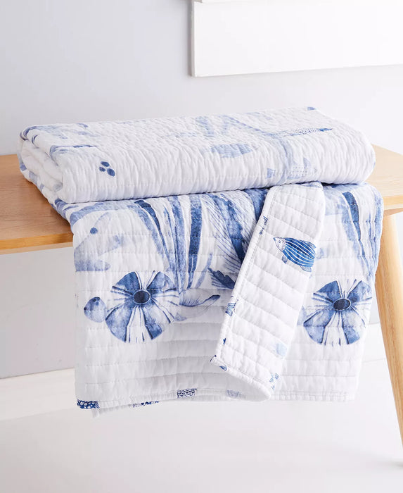 Indigo Tide Reversible Quilted Throw