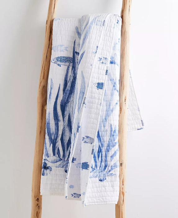 Indigo Tide Reversible Quilted Throw
