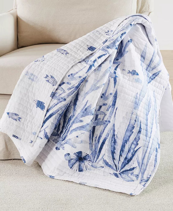 Indigo Tide Reversible Quilted Throw