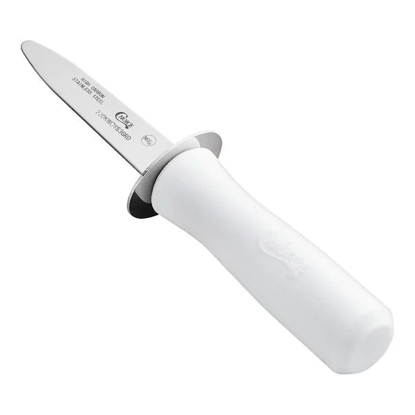 Choice Oyster Knife w/Guard & White Handle