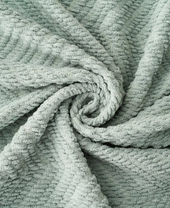 Sage Green Classic Textured Woven Micro Chenille Throw