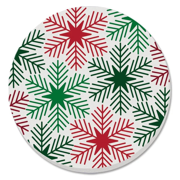Red & Green Snowflakes Coasters