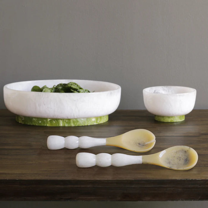 Resin Rio Oval Large Bowl White and Green
