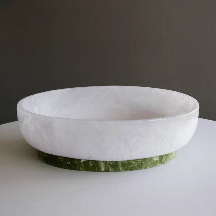 Resin Rio Oval Large Bowl White and Green