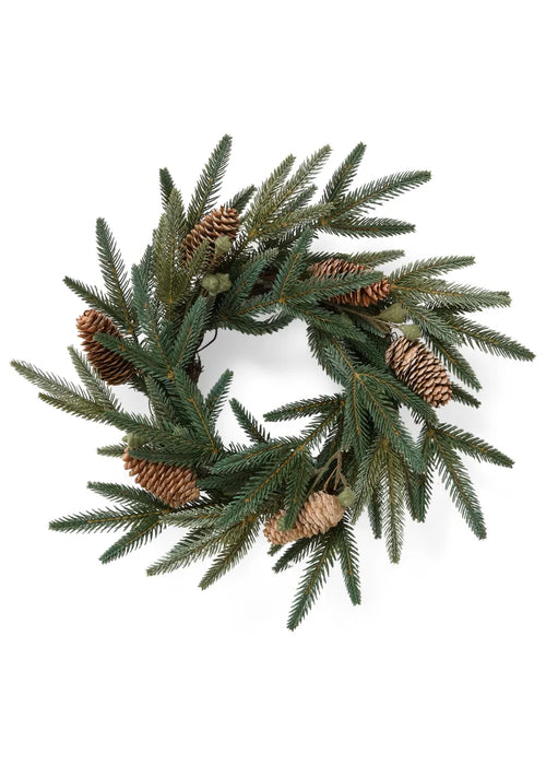 Christmas Green Wreath w/Pine Cones