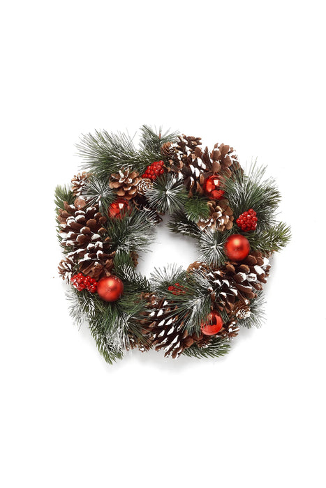 Christmas Wreath w/Pine Cones & Ornaments