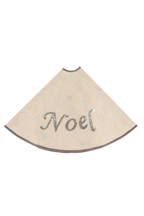 Embroidered Jute Natural Noel Tree Skirt