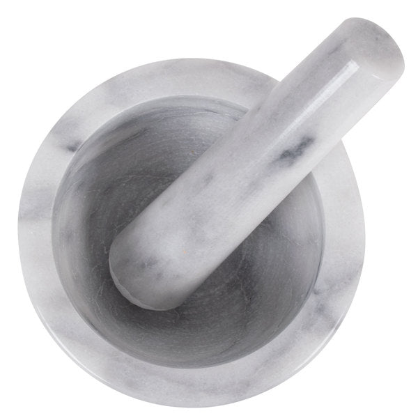 Thunder Group White Marble Mortar and Pestle Set