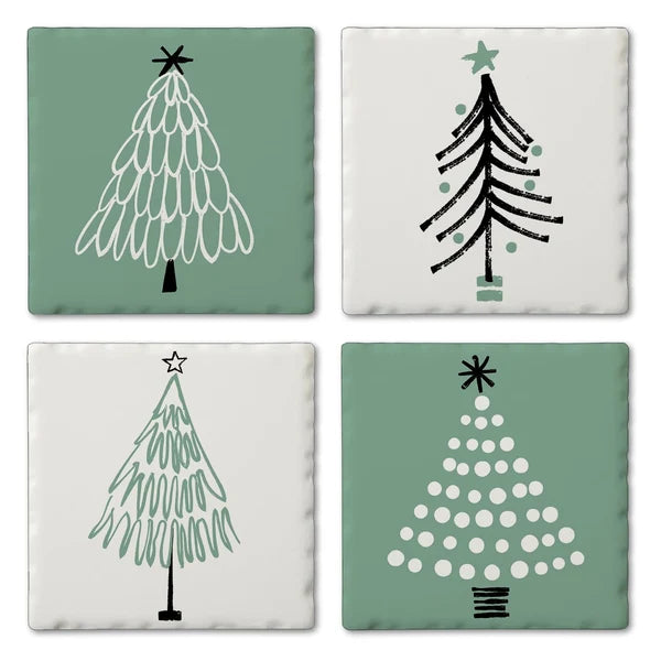 Scandi Trees Set Of 4 Assorted Coasters