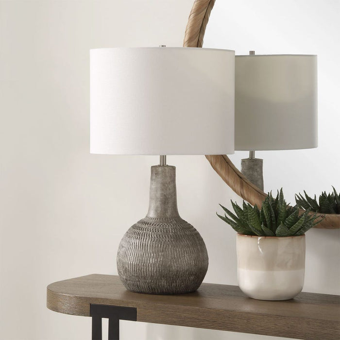 Ivory Textured Gourd Table Lamp