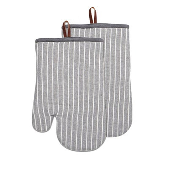 Chambray Stripe Oven Mitt Set