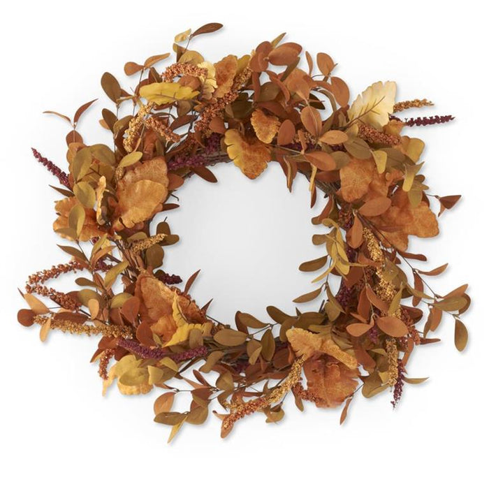 Rust & Brown Wreath w/Burgundy