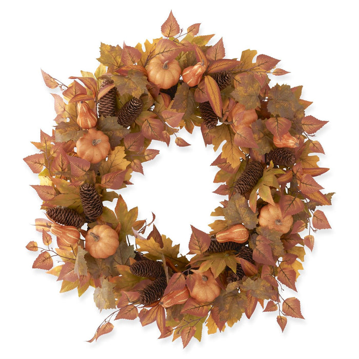 Fall Leaves Gourds & Pumpkins Wreath