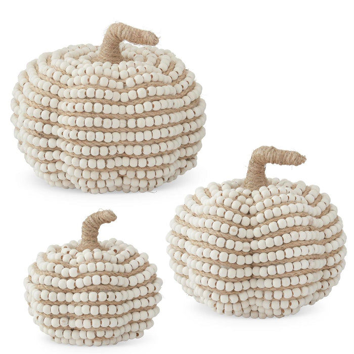 Cream Bead & Jute Striped Pumpkin
