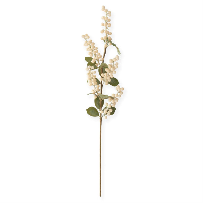 Waxed White Berry Stem w/Foliage