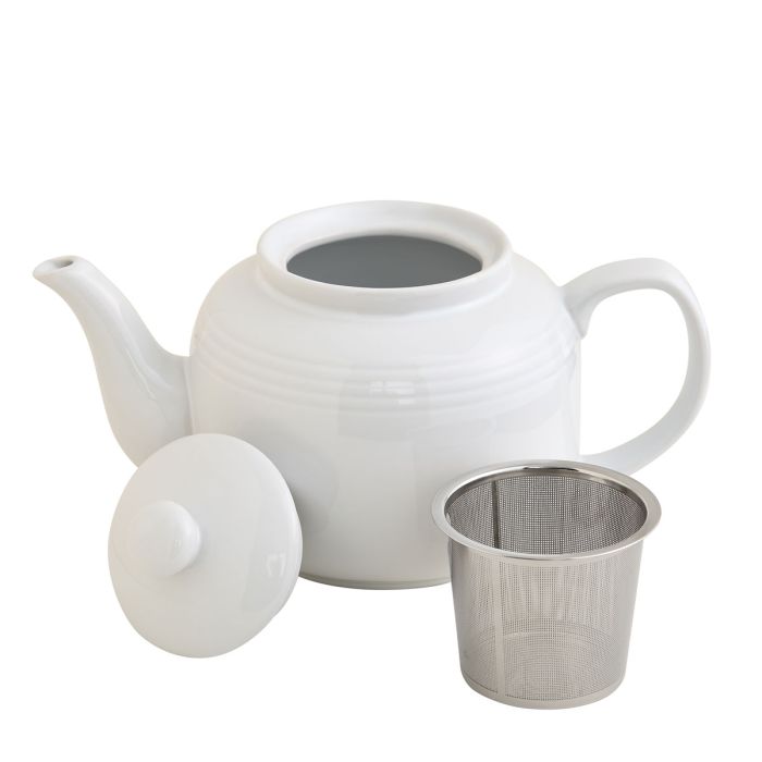 6 Cup Teapot w/Infuser - White