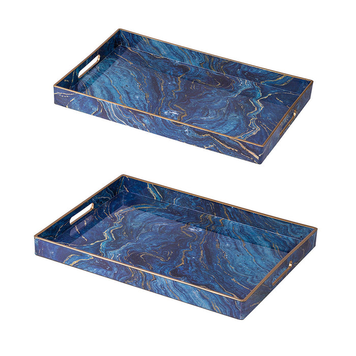 Modern Chic Rectangular Blue Tray
