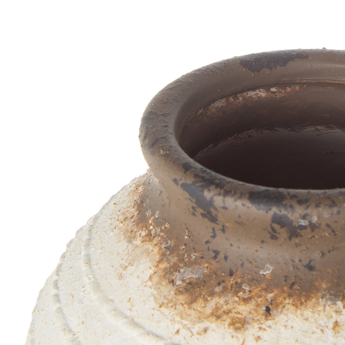 Ceramic Vase - White & Brown