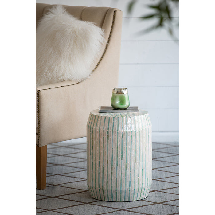 Cream & Green Cylinder Stool