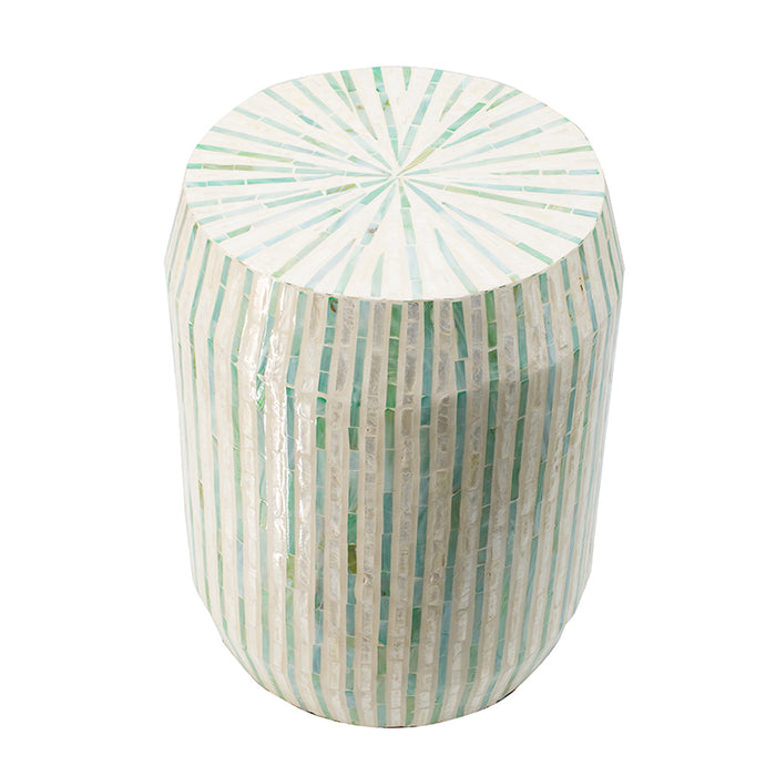 Cream & Green Cylinder Stool