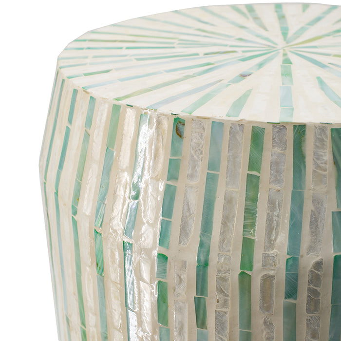 Cream & Green Cylinder Stool