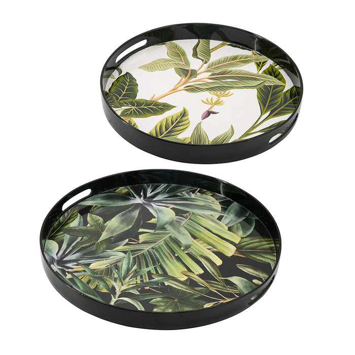 Tropical Leaf Round Tray