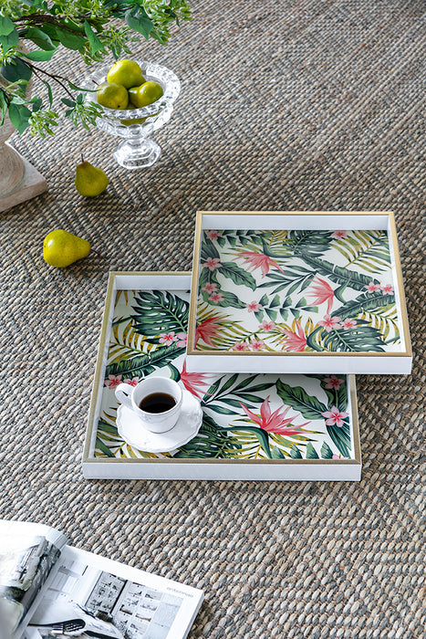 White & Gold Palm Tray