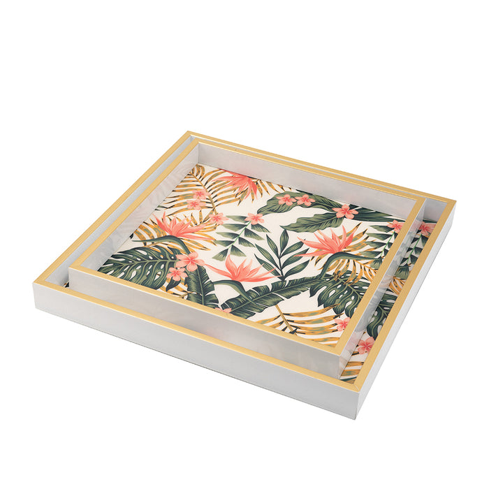 White & Gold Palm Tray