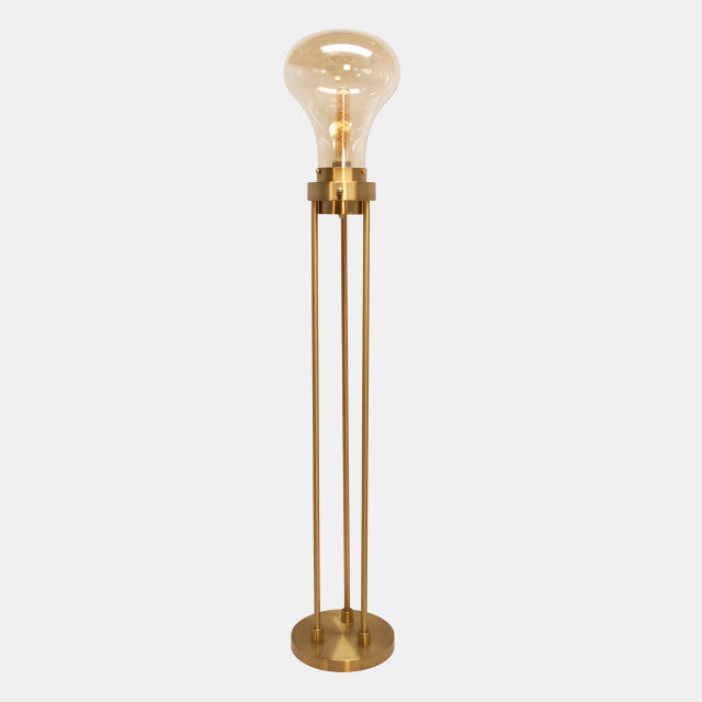 Glass Light Bulb Floor Lamp - Gold