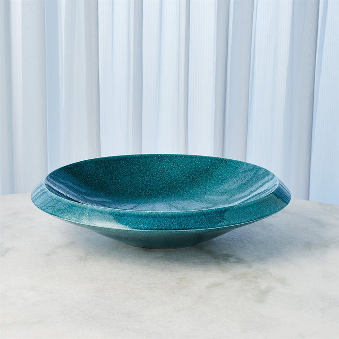 Teal Round Low Bowl