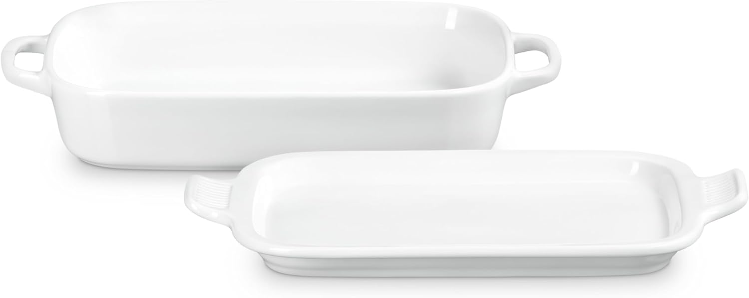 Shallow Rectangular Dish w/Platter Lid - White