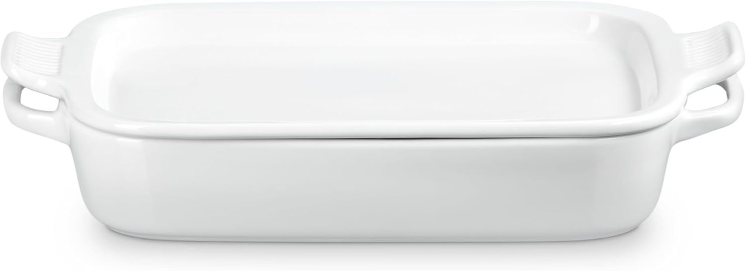Shallow Rectangular Dish w/Platter Lid - White
