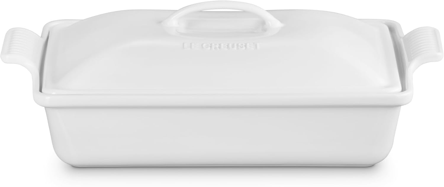 Rectangular Covered Casserole Dish - White
